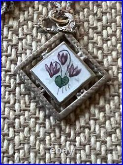 Vintage Antique German Enameled Charm With Necklace Vintage Antique German Enameled Charm With Necklace