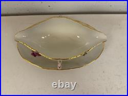 Vintage Antique German KPM Porcelain Gravy Boat Painted Floral Insect Decoration