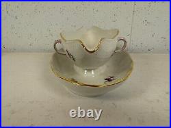 Vintage Antique German KPM Porcelain Gravy Boat Painted Floral Insect Decoration