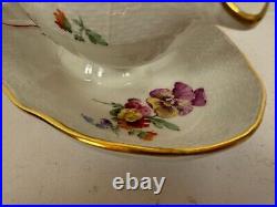 Vintage Antique German KPM Porcelain Gravy Boat Painted Floral Insect Decoration