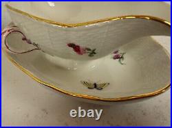 Vintage Antique German KPM Porcelain Gravy Boat Painted Floral Insect Decoration