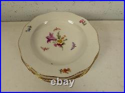 Vintage Antique German KPM Porcelain Set of 12 Plates Painted Floral Insect Dec Vintage Antique German KPM Porcelain Set of 12 Plates Painted Floral Insect Dec