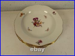 Vintage Antique German KPM Porcelain Set of 12 Plates Painted Floral Insect Dec Vintage Antique German KPM Porcelain Set of 12 Plates Painted Floral Insect Dec
