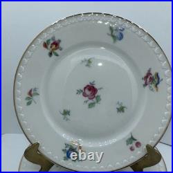 Vintage Antique German KPM Porcelain Set of 6 Plates Painted Floral Antoinette