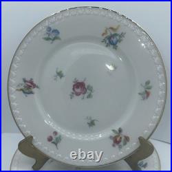 Vintage Antique German KPM Porcelain Set of 6 Plates Painted Floral Antoinette