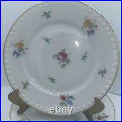 Vintage Antique German KPM Porcelain Set of 6 Plates Painted Floral Antoinette