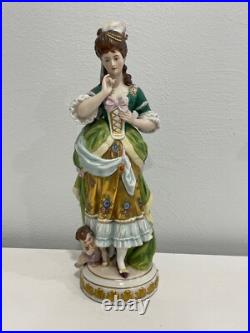 Vintage Antique German Kister Scheibe Alsbach Porcelain Figurine Woman & Cherub Vintage Antique German Kister Scheibe Alsbach Porcelain Figurine Woman & Cherub