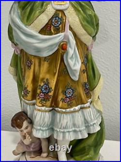 Vintage Antique German Kister Scheibe Alsbach Porcelain Figurine Woman & Cherub Vintage Antique German Kister Scheibe Alsbach Porcelain Figurine Woman & Cherub