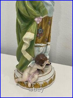 Vintage Antique German Kister Scheibe Alsbach Porcelain Figurine Woman & Cherub