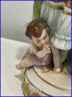 Vintage Antique German Kister Scheibe Alsbach Porcelain Figurine Woman & Cherub Vintage Antique German Kister Scheibe Alsbach Porcelain Figurine Woman & Cherub