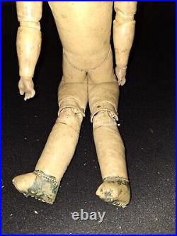 Vintage Antique German Leather Bodied Doll Creepy