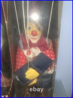 Vintage Antique German Marionettes Pair Wooden Puppets Strings clown Mint Boxed Vintage Antique German Marionettes Pair Wooden Puppets Strings clown Mint Boxed