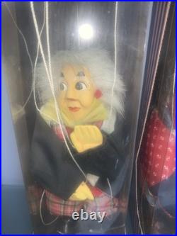 Vintage Antique German Marionettes Pair Wooden Puppets Strings clown Mint Boxed Vintage Antique German Marionettes Pair Wooden Puppets Strings clown Mint Boxed