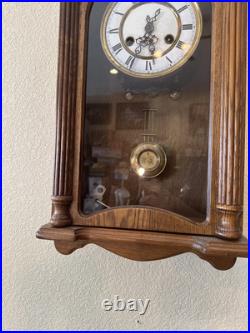 Vintage Antique German Mauthe Wind Up Wood Wall Clock Vintage Antique German Mauthe Wind Up Wood Wall Clock