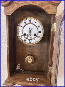 Vintage Antique German Mauthe Wind Up Wood Wall Clock Vintage Antique German Mauthe Wind Up Wood Wall Clock