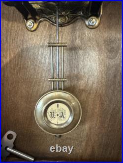 Vintage Antique German Mauthe Wind Up Wood Wall Clock Vintage Antique German Mauthe Wind Up Wood Wall Clock