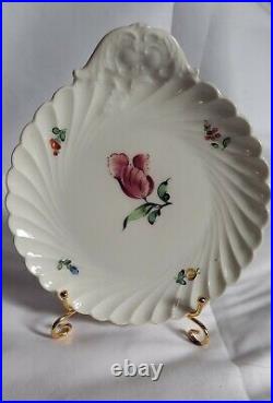 Vintage Antique German Nymphenburg Porcelain Dish with Painted Flowers. 6 x 5.25