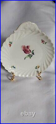 Vintage Antique German Nymphenburg Porcelain Dish with Painted Flowers. 6 x 5.25