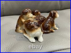 Vintage Antique German Porcelain Bulldog Mother & Puppies Figurine