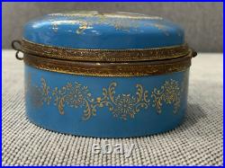 Vintage Antique German Porcelain Dresser Box with Man & Woman Courting Decoration