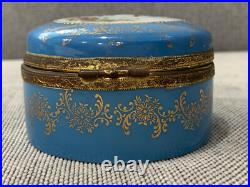 Vintage Antique German Porcelain Dresser Box with Man & Woman Courting Decoration
