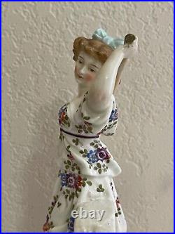 Vintage Antique German Porcelain Figurine Girl / Woman with Basket of Grapes