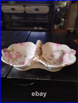 Vintage/Antique German Porcelain Lobster Handle Divided Serving Dish