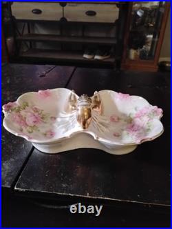 Vintage/Antique German Porcelain Lobster Handle Divided Serving Dish