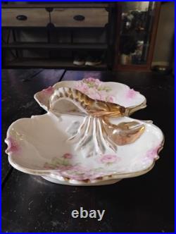 Vintage/Antique German Porcelain Lobster Handle Divided Serving Dish