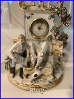 Vintage/ Antique German Porcelain Mantle Shelf Clock with Vase. 2 Piece Set