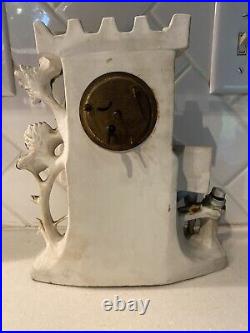 Vintage/ Antique German Porcelain Mantle Shelf Clock with Vase. 2 Piece Set