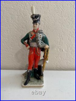 Vintage Antique German Porcelain Military Figurine French Hussar Officer 1812