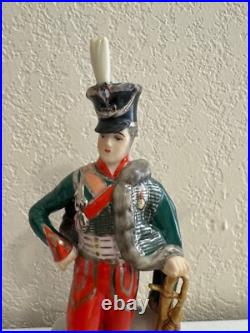Vintage Antique German Porcelain Military Figurine French Hussar Officer 1812