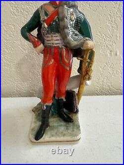 Vintage Antique German Porcelain Military Figurine French Hussar Officer 1812
