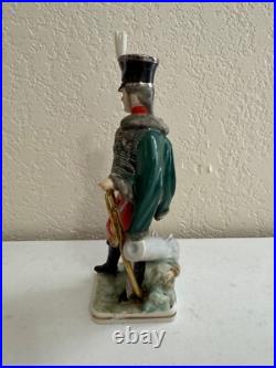 Vintage Antique German Porcelain Military Figurine French Hussar Officer 1812