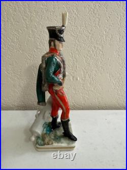 Vintage Antique German Porcelain Military Figurine French Hussar Officer 1812