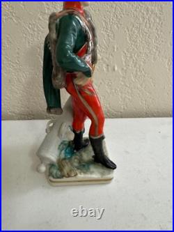 Vintage Antique German Porcelain Military Figurine French Hussar Officer 1812