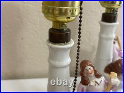 Vintage Antique German Porcelain Pair of Lamps with Courting Couple