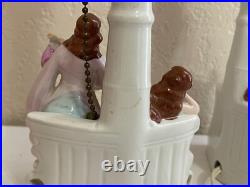 Vintage Antique German Porcelain Pair of Lamps with Courting Couple