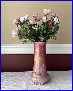 Vintage Antique German Purpurea Porcelain Vase With Vintage PORCELAIN Flowers