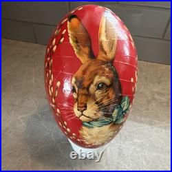 Vintage/Antique German Rabbit Easter Paper Egg Figurine Red Brown Blue White