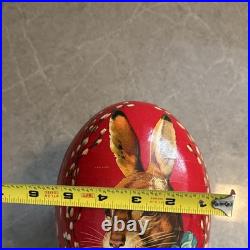 Vintage/Antique German Rabbit Easter Paper Egg Figurine Red Brown Blue White
