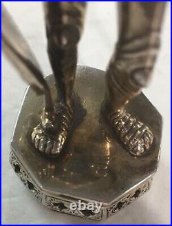 Vintage Antique German Sterling Silver Rook Chess Piece In Knight Gear Rare