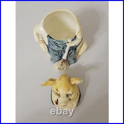 Vintage Antique German Tobacco ceramic porcelain pig with lid smoking pipe dish