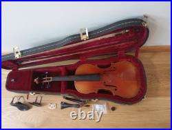 Vintage Antique German Violin Two Bows Knoll Bow