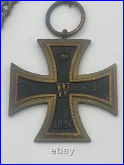 Vintage Antique German WW1 Iron Cross Medal 1813-1914 Thick Necklace Chain