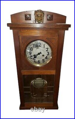 Vintage Antique German Wall Clock Wooden Chime Clock With Keys 29 Vintage Antique German Wall Clock Wooden Chime Clock With Keys 29