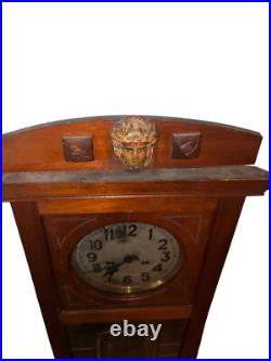 Vintage Antique German Wall Clock Wooden Chime Clock With Keys 29