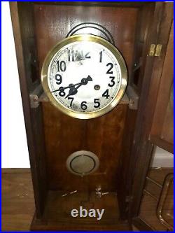 Vintage Antique German Wall Clock Wooden Chime Clock With Keys 29