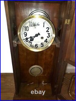 Vintage Antique German Wall Clock Wooden Chime Clock With Keys 29 Vintage Antique German Wall Clock Wooden Chime Clock With Keys 29